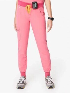 FIGS Zamora Jogger Scrub Pants Neon Pink S Petite Stretch
